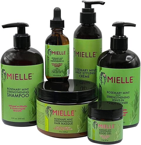 Mielle Infused With Biotin &amp; Encourages Growth Hair Products Combo Bundle Set - 6 Pieces, Rosemary Mint