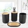 4 Piece Plastic Bamboo Bathroom Accessories Set Black