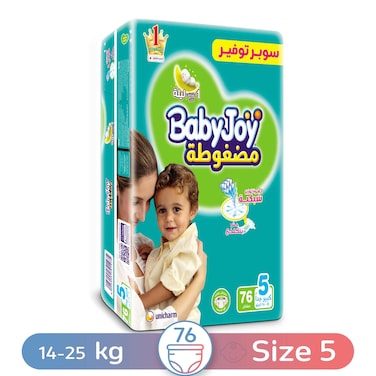 Babyjoy Stretch Diapers - Size 5 - Extra Large - 14-25 Kg - 76 Diapers