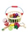 Basmah Wooden Colourful Durable Non-Toxic Fruits And Basket Kitchen Play Set For Kids 20X10X19Cm