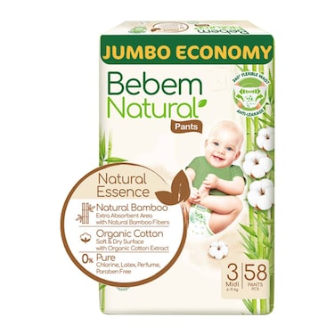 Bebem Natural Baby Pants Diapers - Midi Size 3 - 58 Diaper