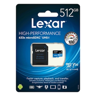 Lexar High Performance microSDHC with Adapter 633x 512GB UHS-I Black/Blue