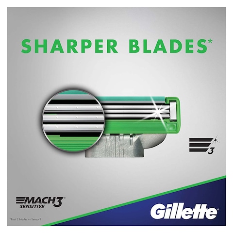 Gilette Mach3 Sensitive Razor Blade Cartridges - Pack of 8