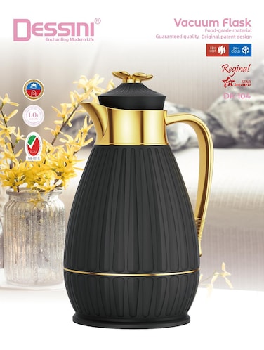 Dessini Tea &amp; Coffee Vacuum Flask 1L DK104 Black/Gold