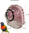 Bird carrier backpack, Transparent and breathable Bird bag with Removable mat, Safety leash, and Standing Perch for Parrots and large-sized birds, Portable bird hiking gear (Pink)