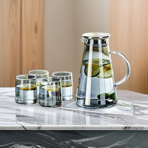 GREY WATER PITCHER 1850 ml WITH 4 GLASSES