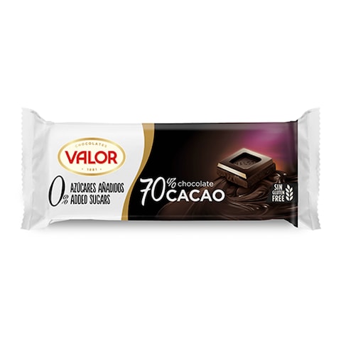 Valor 70% Dark Chocolate 0% Added Sugars - 35 gram - 20 Pieces