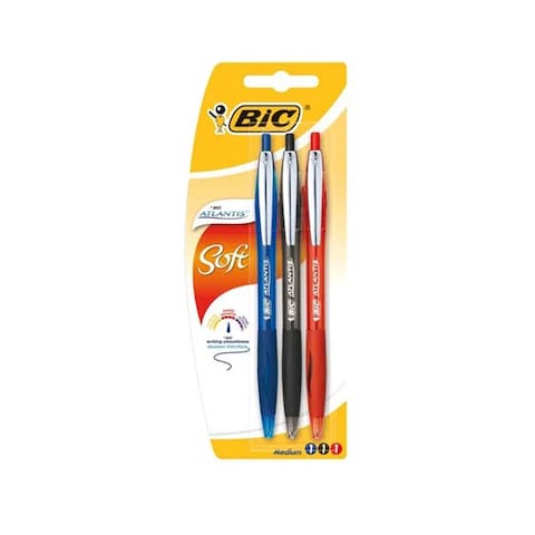 Bic Atlantis Medium Pen - Assorted Colors - 3 Pens