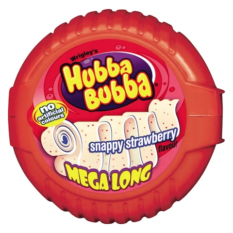 Wrigley&#39;s Hubba Bubba Mega Long Snappy Strawberry Chewing Gum Tape 56g