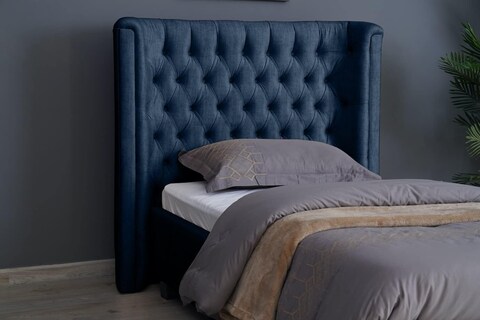 PAN Home Home Furnishings Neptune Headboard Chanel Navy Blue L-120: H-125cm 120x125 Navy Blue