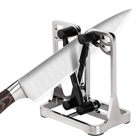Knife Sharpener - Upgrade Made of Full Metal Bracket - Sharpens, Hones, Polishes Beveled Blades, Standard Blades, Chef&#39;s Knives - Safe, Easy to Use Kitchen Tools by Ehoyal
