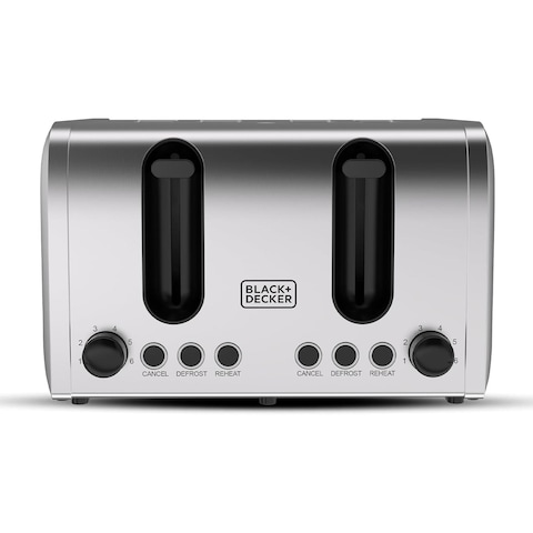 Black + Decker Toaster 4 Slices 2100 Watt - Silver - ET444