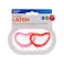 Munchkin Pack Of 2 Latch Orthodontic Soothers Pacifier, Red &amp; Pink