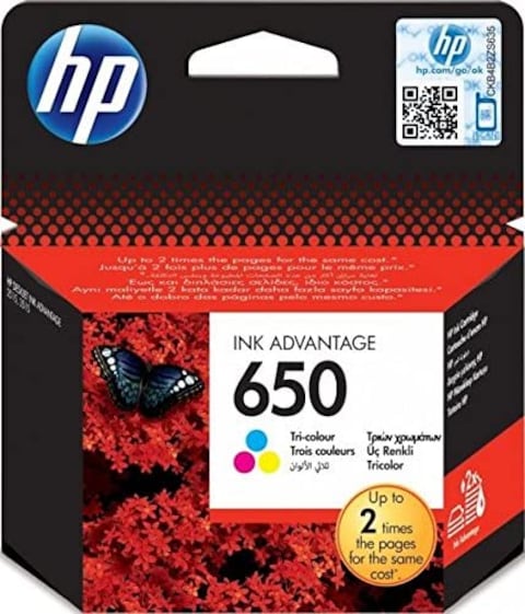 HP Cz101Ak 650 Black Ink Cartridge And Cz102Ak 650 Tri Color Ink Cartridges, 2 Pieces