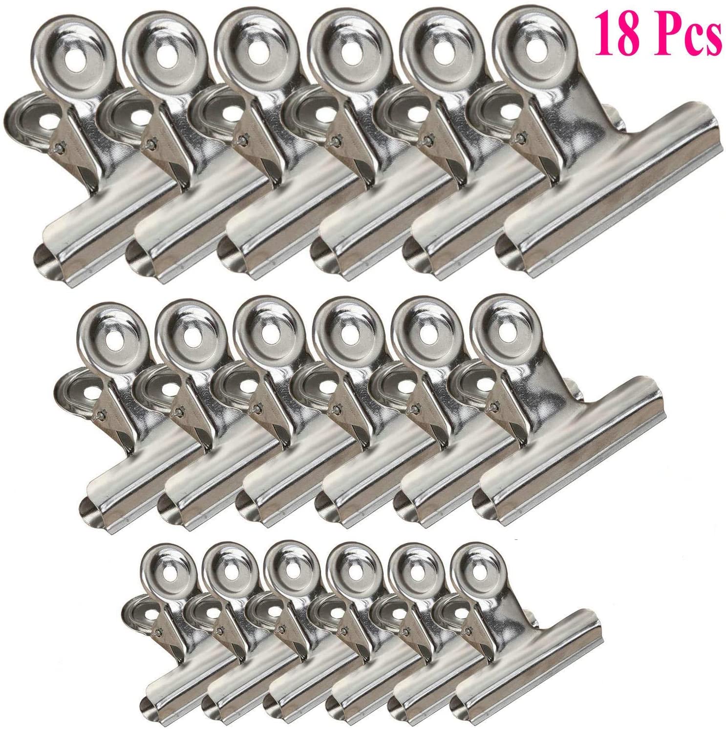 Coopic Metal Clips 18 Packs Heavy Duty Stainless Steel Clips For Bag Background Drop All-Purpose Air Tight Seal Clip Cubicle Hooks Office School Kitchen