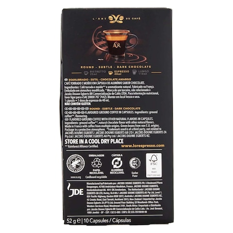 L&#39;Or Flavours Collection Chocolate Flavour Espresso Coffee Capsules, 52g