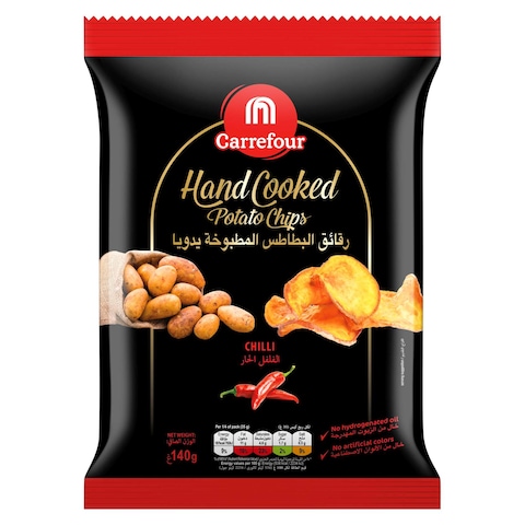 Carrefour Handcooked Potato Chips With Chili 140g