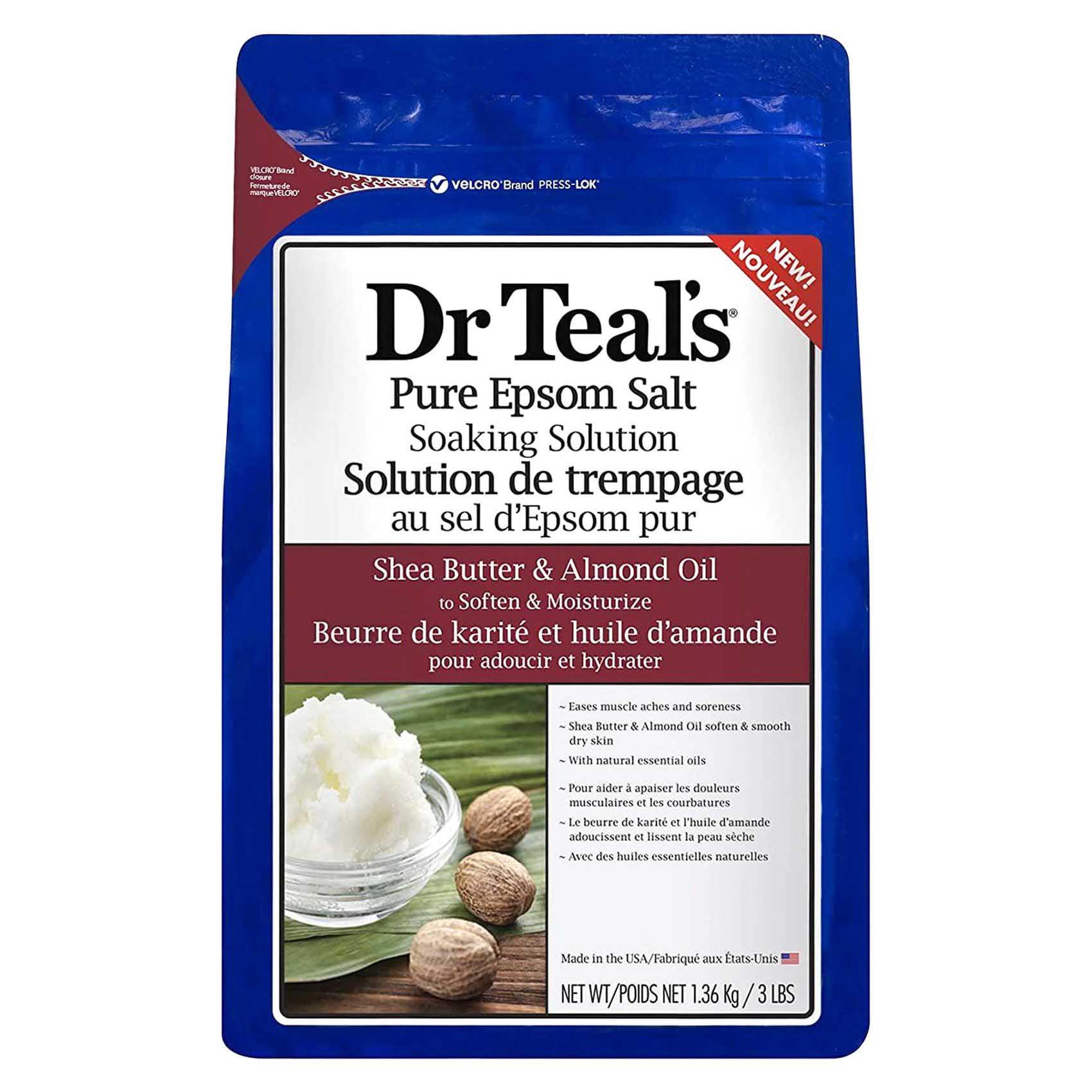 Dr. Teal&#39;s Pure Epsom Salt Soaking Solution With Shea Butter And Almond Oil White 1.36kg