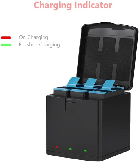 DMK Power AHDBT-901 3 Channel LED Type C USB Battery Charger Storage Box Compatible with Hero 9/10 Black Action Camera Batteries