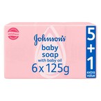 Buy Johnsons Baby Soap With Baby Oil 125g x Pack of 6 in Kuwait