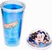 Fashion plastic Water Bottle Sipper Cup, 550ml Tumbler with Lid and Straw, Double Wall Travel Mug , Re-usable Water Cup (Blue)
