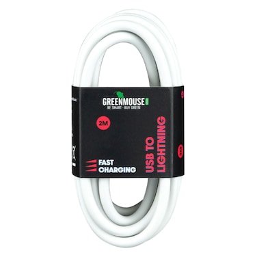 Green Mouse USB-A To Lightning Data Sync And Charging Cable 2m White