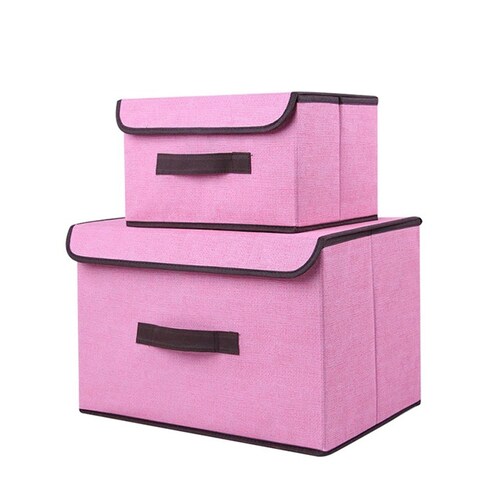 DEO KING 2-Piece Foldable Cloth Storage Box Pink