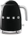 Smeg 50's Style Electric Kettle KLF03BLUK, 3000 W, 1.7 L, Black, Stainless Steel, Glossy Finish