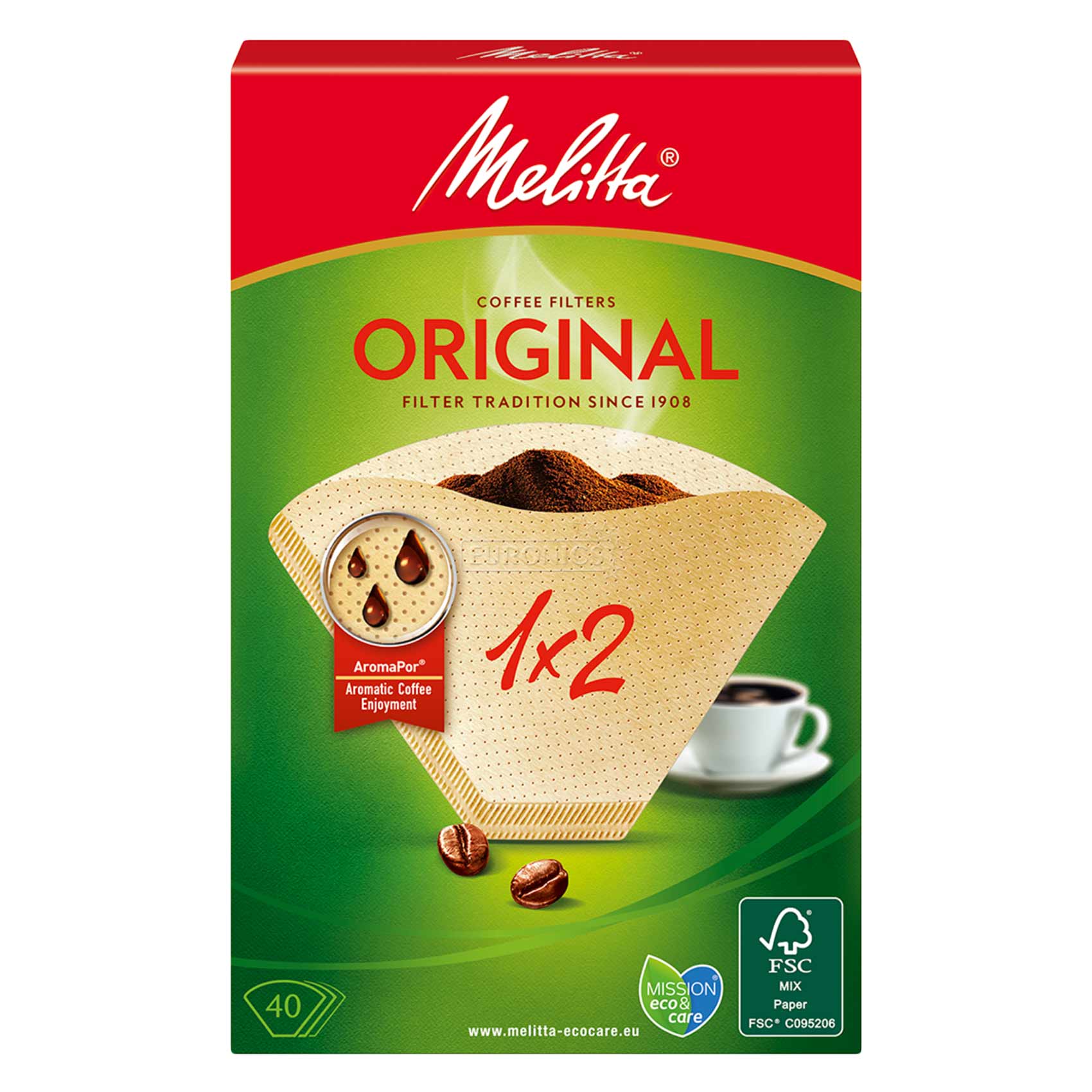 Melitta Original Filter Brown Coffee 40 Pieces
