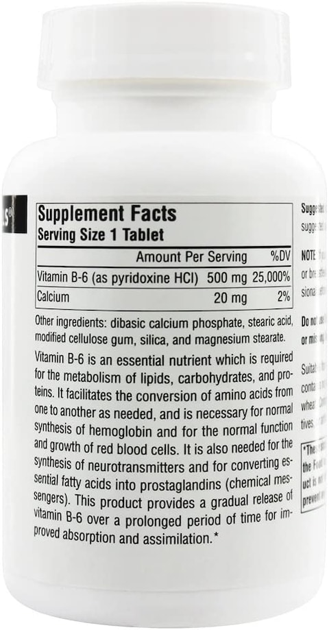 Source Naturals, B-6, 500 Mg, 100 Tablets