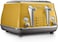 De'Longhi Icona Capitals Yellow Vintage Style 4 Slice Toaster, 6 Browning Levels, 4 Extra Wide Bread Slots, Defrost And Reheat Functions, Removable Crumb Tray, Ctoc4003.Y
