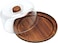 Evelin Cake Stand with Dome Cover 1 Set Wooden Multi- Functional Serving Platter and Cake Plate Home Kitchen Wood Food Tray with Glass Cover