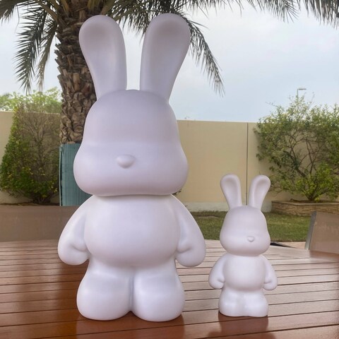 DIY MONEY SAVING BUNNY (9 inch - 23 cm) ACRYLIC FLOW POURING PAINT SET RABBIT Colors, Lemon-Yellow, Orange, Dark-Blue. Arts and Crafts, Customize Handmade Creative Birthday Gift.