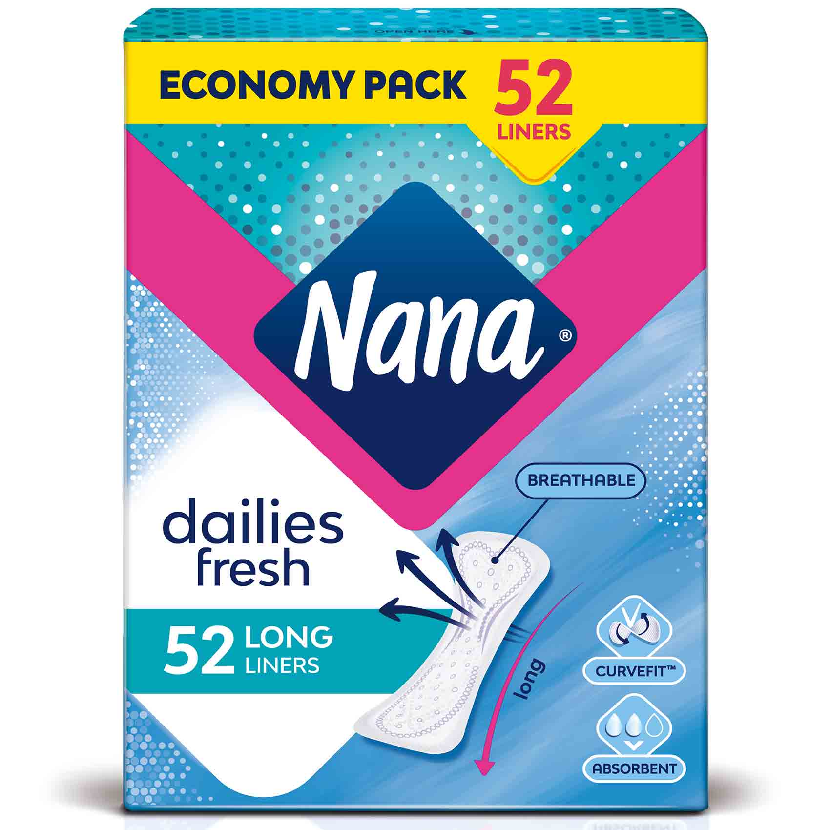 Nana Pantyliners Economy Pack Long 52 Pads product thumbnail 2