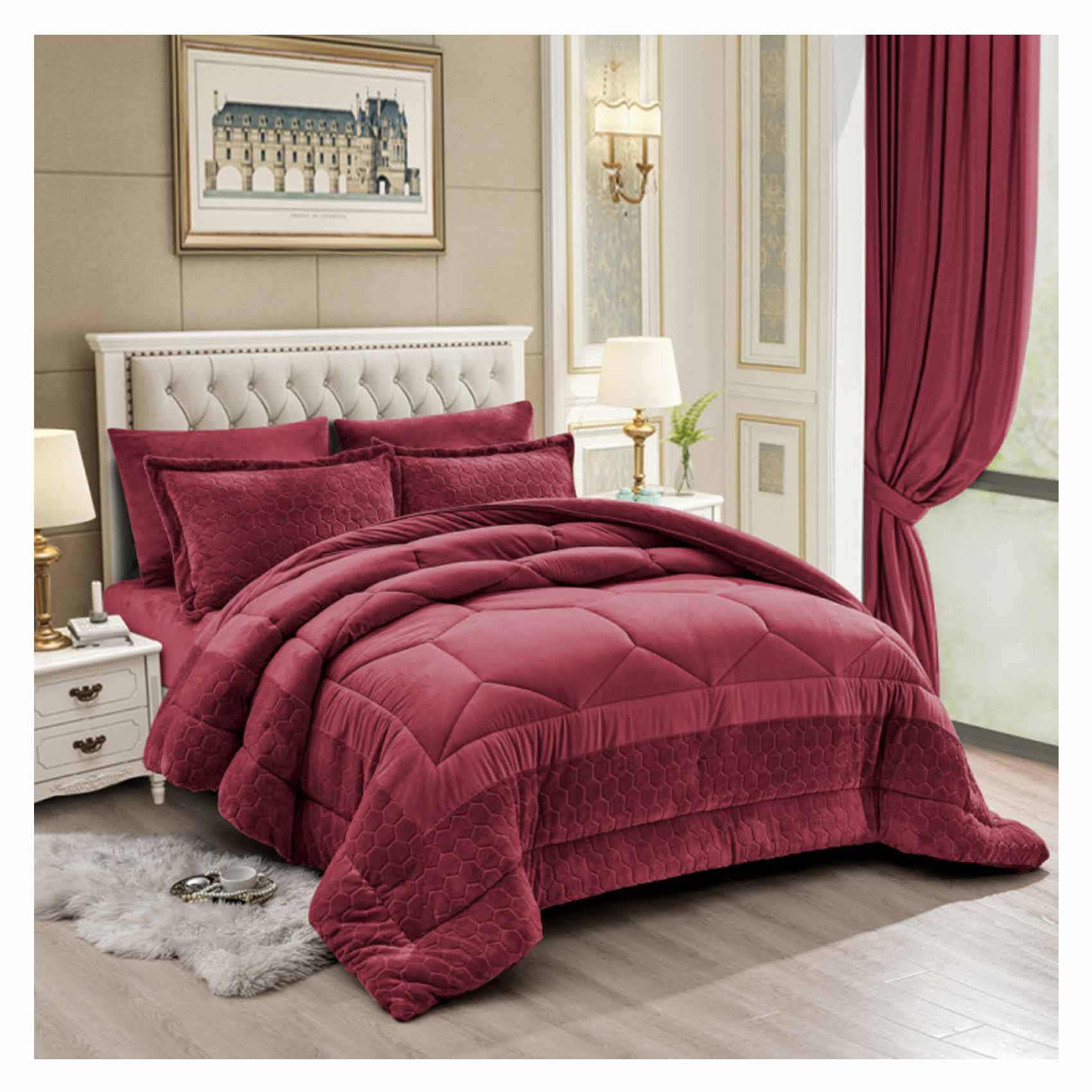 Nova Comforter King Size 6 Pieces Burgandy