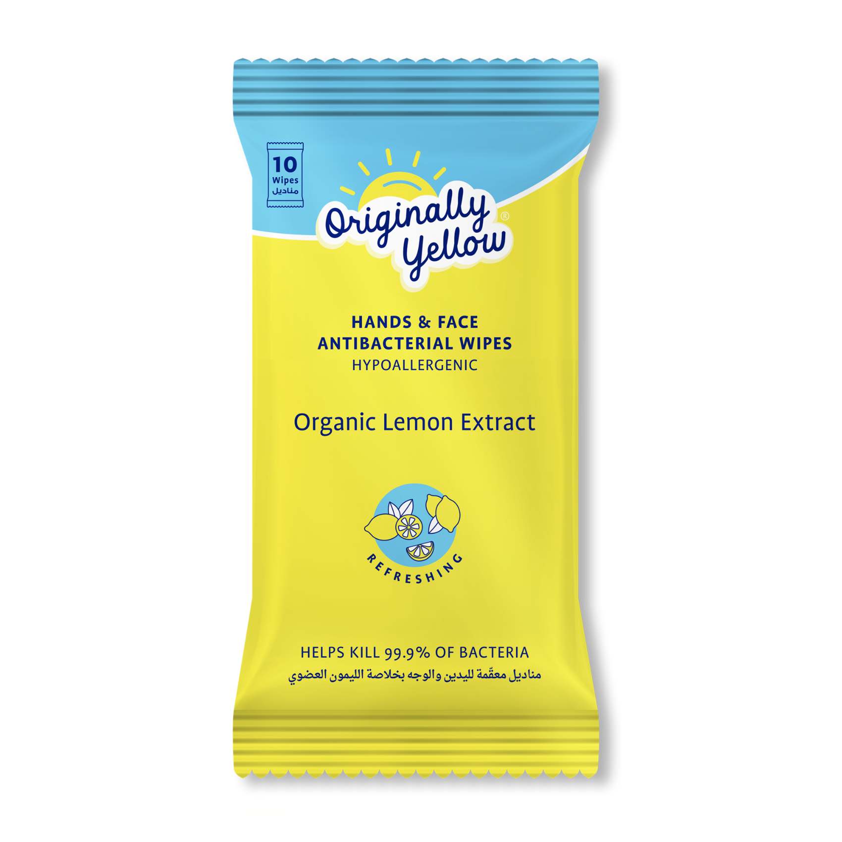 Buy Originally Yellow Hands and Face Wipes Organic Lemon 10 Wipes ...