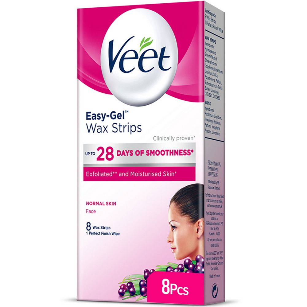 Veet Easy Gel Normal Skin Wax Strips (Pack of 8)