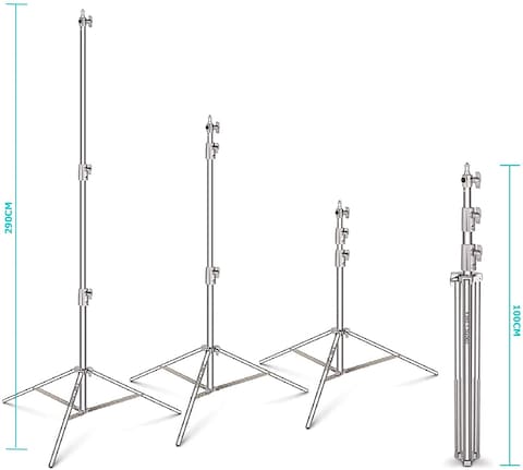 COOPIC L-290S Stainless Steel Heavy Duty Light Stand 2.9m/290cm Portable Multi-functional Photo Video Studio Lighting Photography Stands Tripod