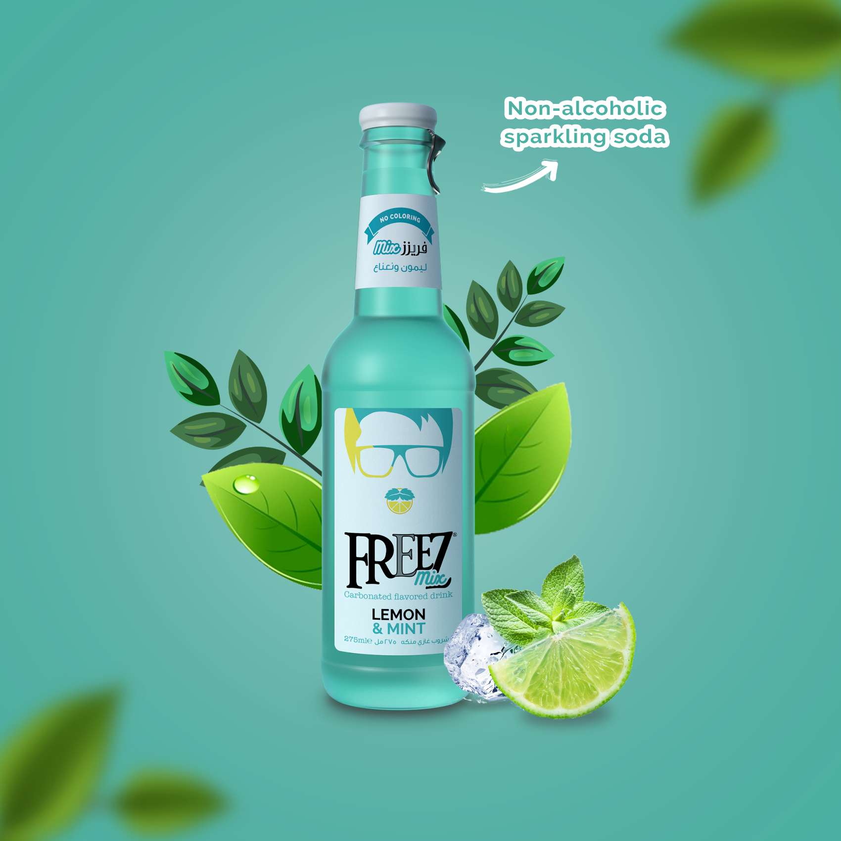 Freez Mix Carbonated Flavored Drink Lemon And Mint 275ml