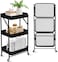 Sky-Touch 3 Tier Foldable Metal Rolling Utility Cart Organizer, 46X30X76Cm, Multipurpose Organizer Trolley With Casters For Kitchen, Bedroom, Bathroom, Office, Laundry Room And Garage, Black