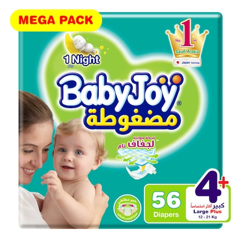 Babyjoy mega pack size 4+ large plus x 56 diapers