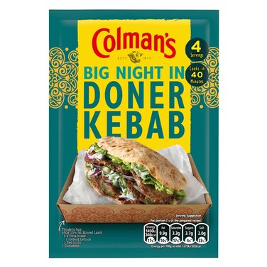 Colman&#39;s Big Night In Doner Kebab Seasoning Mix Spice 38g