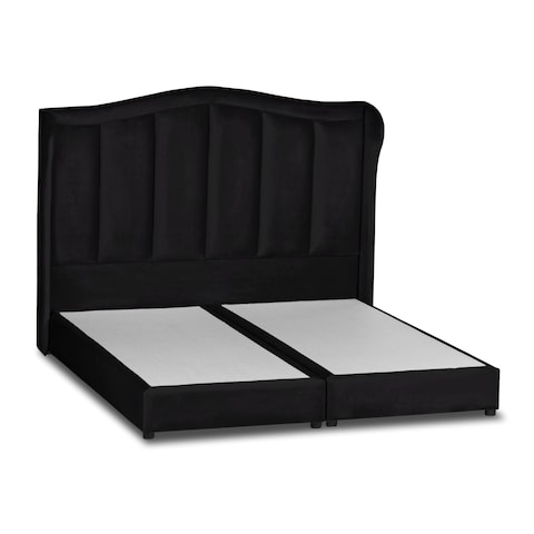 إن هاوس شومت هيكل سرير منجد بالمخمل - نفر ونص - 200×140 سم - أسود
