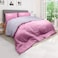 Hotel Linen Klub Reversible Down Alternative Comforter Set, Ultra Soft Brushed Stripe Microfiber Fabric, 200GSM Soft Fibersheet Filling, Size: Double 220 x 240cm, Pink &amp; Light Grey