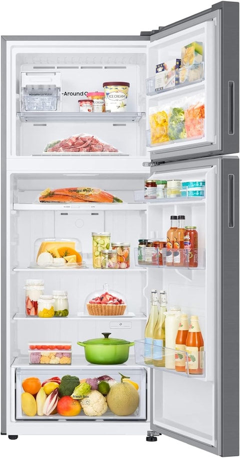 Samsung 411L Net Capacity Top Mount Refrigerator With Optimal Fresh+ Digital Inverter Compressor Refined Inox RT60CG6424S9