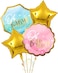 Party Time 4-Pieces 22inch Blue and Pink Oh Baby Foil Balloon and Gold Star Foil Balloon For Baby Shower Party Decoration - Baptismal, Baby Shower Balloon, Gender Reveal Party Decoration Supplies