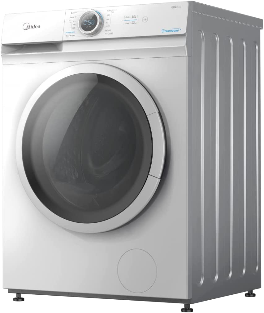 Midea 7KG Front Load Washing Machine with Lunar Dial, 1400 RPM, 15 Programs, Fully Automatic Washer With BLDC Inverter Motor, Integrated Digital Control-LED Display, Multiple Temperature MF100W70BWGCC