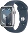 Apple Watch Series 9 [GPS 41mm] Smartwatch with Silver Aluminum Case with Storm Blue Sport Band M/S. Fitness Tracker, Blood Oxygen &amp; ECG Apps, Always-On Retina Display, Water Resistant