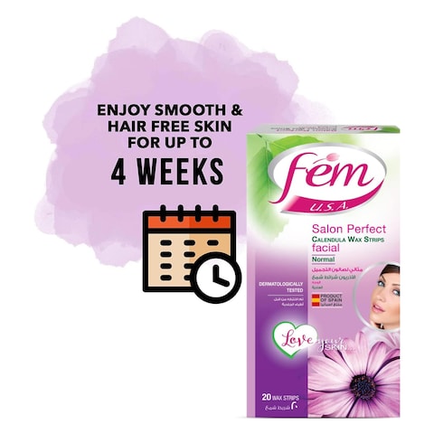 Fem USA Normal Skin Facial Wax Strips 20 Pieces