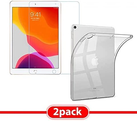 Aclix 2 Pack for iPad 9th Generation Screen Protector 10.2 inch 2021 with TPU Clear Case Cover also compatible with iPad 7th 2019 / iPad 8th 2020